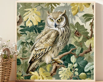 Owl in a Green Forest Art Print