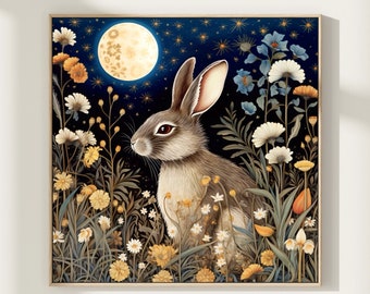 Bunny Rabbit Art Print, Animal Bunny Decor, Year of the Rabbit, Rabbit Lover Gift, Square Wall Art