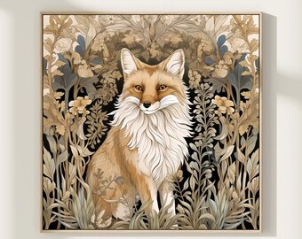 Fox Painting Printable Wall Art | Vintage Style Animal Print | Fox Print Digital Download | Rustic Wall Decor | Vintage Print