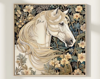 Horse Art Print, Royalcore Wall Art, Vintage Style Decor, Horse Painting, Horse Art, Animal Painting, Animal Art, Home Decor Gift