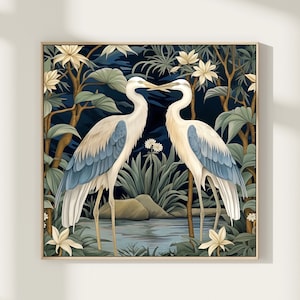 Poster di grande airone blu, stampa di uccelli selvatici della natura, arte della parete di grande airone blu, pittura di grande airone blu, regalo di arredamento per la casa