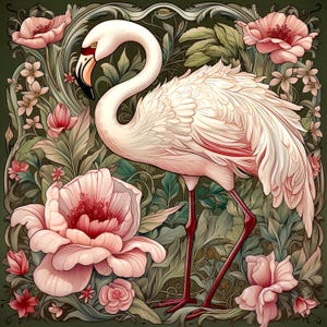 Flamingo Ensemble de 10 estampes, William Morris Prints Bundle, William Morris Wall Art, Pink Flamingo Poster Bundle, Art imprimable