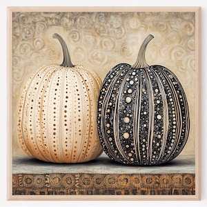 Fall Wall Decor Pumpkin Still Life Painting Print Rustic Fall Art Vintage Autumn Wall Art Halloween Autumn Decor Thanksgiving Print