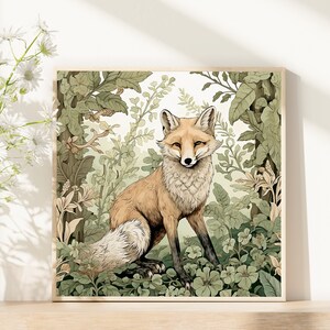 Fox Wall Art, Wildlife Painting, Soft Home Decor, Woodland Wall Art, Rustic Home Decor, Fox Printable Art, Red Fox Art image 6