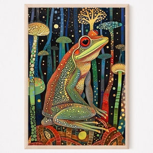 Tree frog art print, frog wall art, frog painting, large print, frog print, colorful frog print, Print art