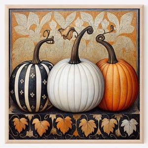 Fall Wall Decor Pumpkin Still Life Painting Print Kitchen Fall Art Vintage Autumn Wall Art Halloween Autumn Decor Thanksgiving Print