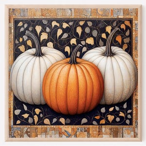 Pumpkin Fall Print, Seasonal Autumn Artwork, Home Decor Gift Art