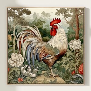 Kitchen Wall Decor Rooster Painting Art Print, Square Wall Art, Gift Ideas image 5