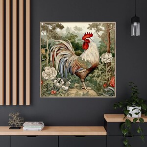 Kitchen Wall Decor Rooster Painting Art Print, Square Wall Art, Gift Ideas image 10