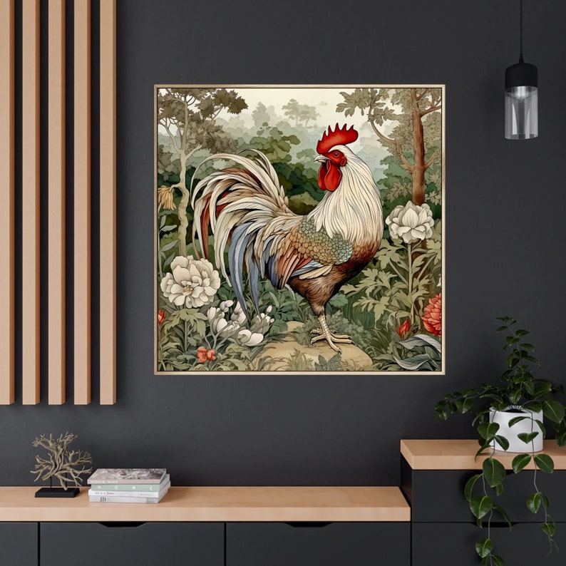 Kitchen Wall Decor Rooster Painting Art Print, Square Wall Art, Gift Ideas image 10