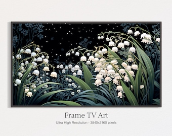 Lily of the Valley at Night - Digital Art Download for Samsung Frame TV | Spring Landscape TV Art | Night Floral Wall Art | Frame TV Decor