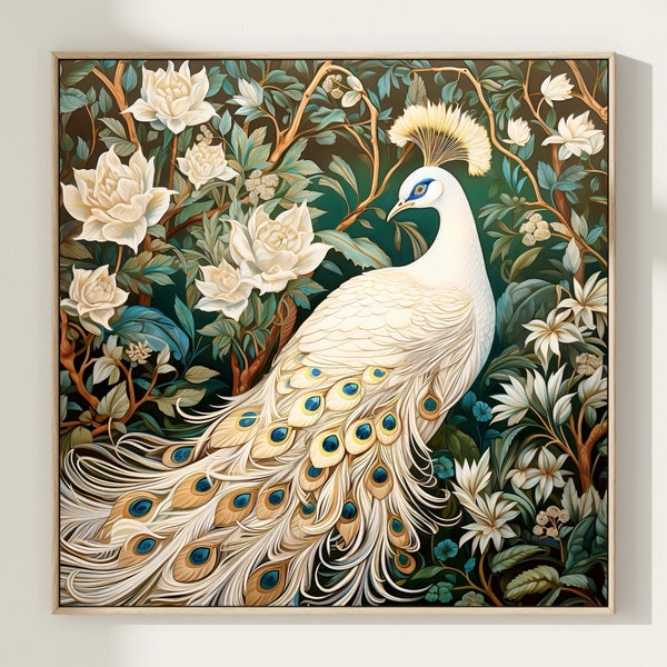Peacock Art Print, Bird Wall Art, Royalcore Poster, Peacock Lover Gift, Home Decor Gift