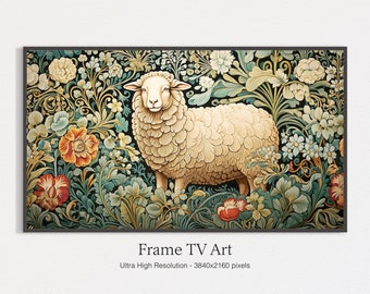 Samsung Frame TV Art, vintage Frame Tv Art, Sheep Arts, Sheep in Garden Painting, Farm Animal Painting, Neutre Peinture, Décor de ferme