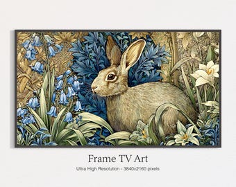 Rabbit in Forest - Digital Art Download for Samsung Frame TV | Landscape TV Art | Frame TV Decor | Animal Nature Printable