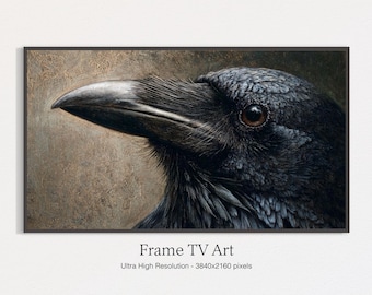 Samsung Frame TV Art Halloween | Black Raven Digital Art | Spooky Fall Decor for TV | Instant Download