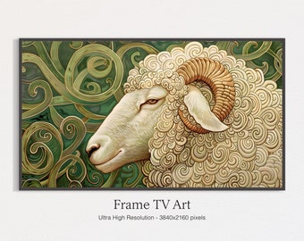 Samsung Frame TV Art, vintage Frame Tv Art, Sheep Arts, Peinture de moutons, Peinture d’animaux de ferme, Peinture neutre, Décor de ferme