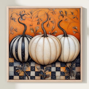 Pumpkin Fall Print, Seasonal Autumn Artwork, Home Decor Gift Art