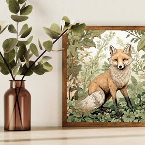 Fox Wall Art, Wildlife Painting, Soft Home Decor, Woodland Wall Art, Rustic Home Decor, Fox Printable Art, Red Fox Art image 9