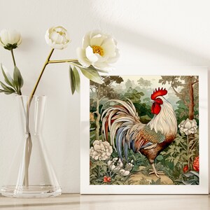 Kitchen Wall Decor Rooster Painting Art Print, Square Wall Art, Gift Ideas image 7