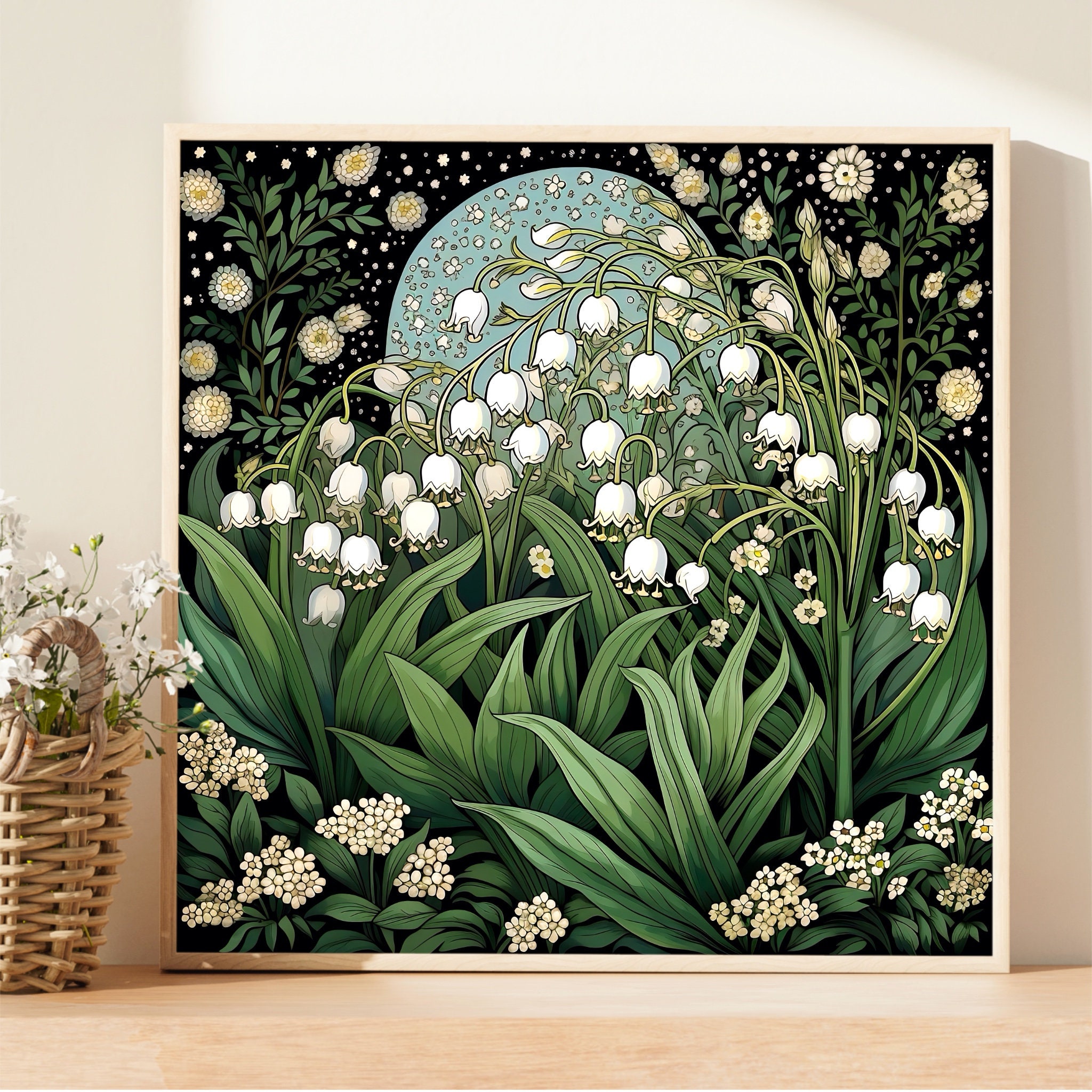 Lily of the Valley Art Print, William Morris Inspired Royalcore