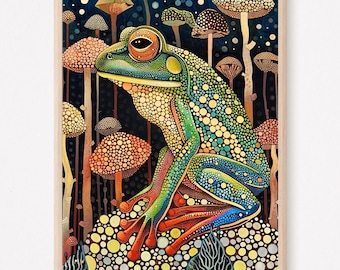 Tree frog art print, frog wall art, frog painting, large print, frog print, colorful frog print, Print art gift