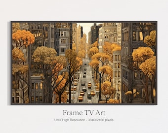 New York Samsung Frame TV Art, Samsung Frame TV Art USA, Vintage Frame Tv Art America, New York Cityscape