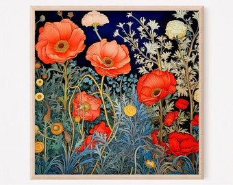 Red Poppies Painting Print, Home Decor Gift. RP