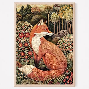 Fuchs Kunstdruck, Fuchs Druck Poster, Natur Wohnzimmer Kunst, Wald Wandkunst, Küchenkunst, große Wandkunst, Geschenk