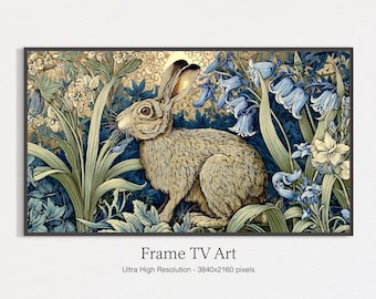 Rabbit in Wildflower Garden - Digital Art for Samsung Frame TV | Landscape TV Art Download | Spring Nature Frame TV Decor