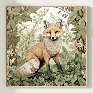 Fox Wall Art, Wildlife Painting, Soft Home Decor, Woodland Wall Art, Rustic Home Decor, Fox Printable Art, Red Fox Art