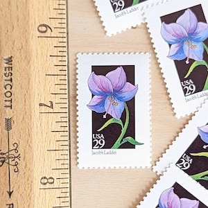 5 Jacob&#39;s Ladder Wildflower 29 Cent Stamps, 1992, Vintage Collectible Stamps