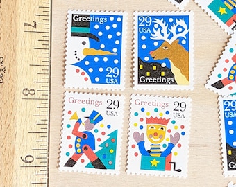 12 Christamas Greetings stamps, 1993 Unused Postage Stamps, 29 Cent Stamps, Vintage Collectible Stamps