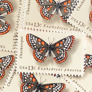 10 sellos de mariposa Checkerspot, sellos postales sin usar de 1977, sellos de 13 centavos