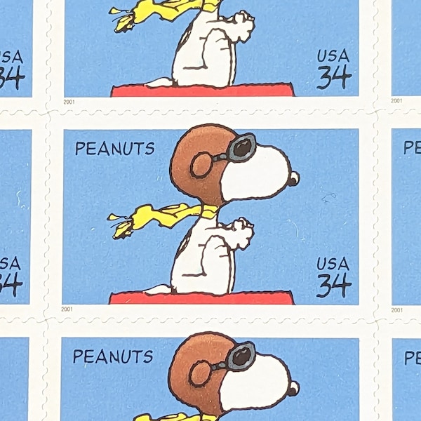 Snoopy Stamp Sheet, Unused US 34 Cent Stamps, 20 Stamps, 2000