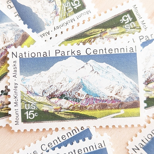 10 National Parks Centennial Mount McKinley Alaska Stamps, 15 Cent 1972 Unused Postage Stamps