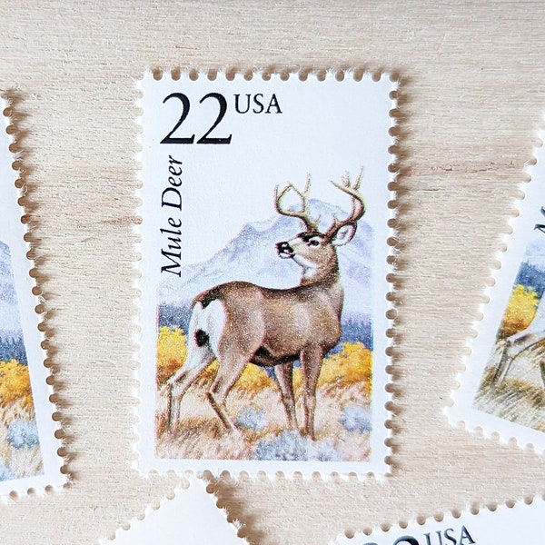 5 Mule Deer Wildlife Stamps, 22 Cent 1987 Unused Postage Stamps