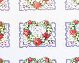 Bogen mit 20 viktorianischen Spitzen Rosenherz Kranz Briefmarken, 55 Cent Briefmarken, 1998