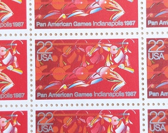 Sheet of 50 Pan American Games Stamps, 22 Cent, 1987, Unused Postage Stamps