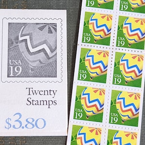 Selos de balão de ar quente de 1991, livreto de 20 selos de 19 centavos USPS, viagens aéreas