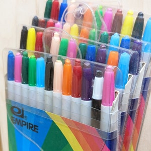Vintage Empire Set of 12 Wax Pencil Crayons, Lightly Used, Made in Korea, Twist to Open