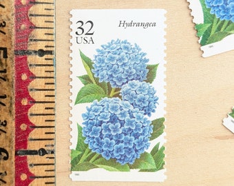 5 Hydrangea Flower Stamps, Vintage Unused USPS 32 Cent Stamps, Fall Garden Flowers, 1995 Gummed Stamps