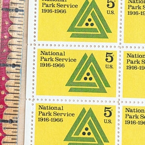 Feuille de 50 timbres anniversaire du 50e anniversaire du National Park Service, 5 cents, 50 timbres inutilisés, 1966, timbres de collection vintage