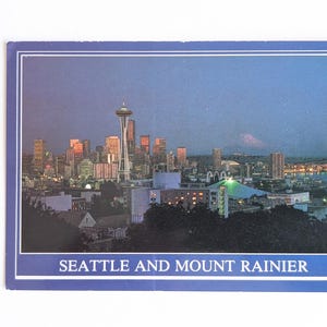 Carte postale inutilisée de Seattle et du mont Rainier, The Emerald City