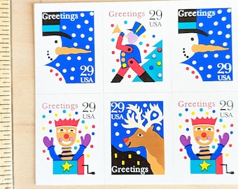 Sheet of 12 Greetings Stamps, Vintage Unused USPS 29 Cent Postage Stamps, 1993 Self-Adhesive