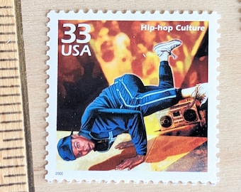 5 Hip-Hop Culture Stamps, Vintage Unused USPS 33 Cent Postage Stamps, 1980s Celebrate The Century, Issued in 2000 Gummed Stamps