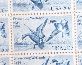 Bogen mit 50 Preserving Wetlands Briefmarken, 1984 Unbenutzte Briefmarken, 20 Cent Briefmarken