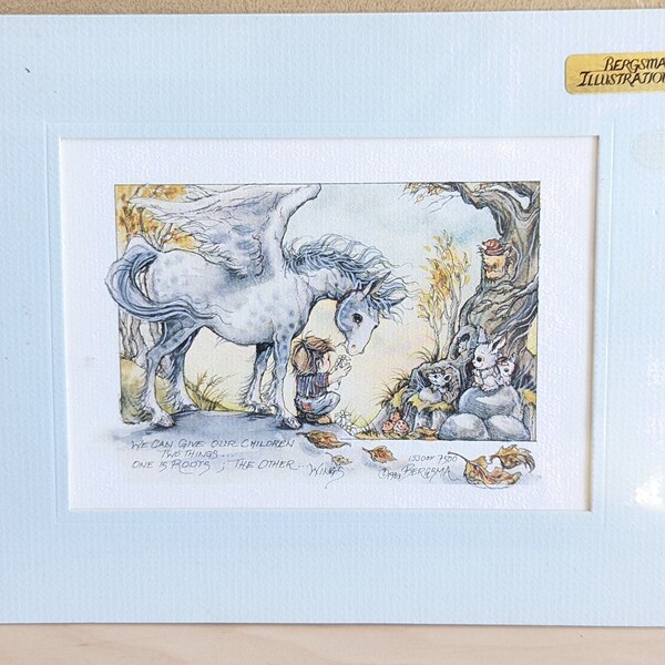 Jody Bergsma Print, Numbered Limited Edition Lithograph, 1983, 8x10 Inches Matted