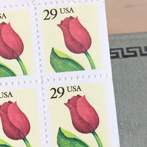 Folleto de 20 sellos de tulipán, 29 centavos, sellos postales sin usar, tulipán rojo