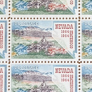 Foglio di 50 francobolli dello Stato del Nevada, 5 centesimi, 50 francobolli inutilizzati, 1964