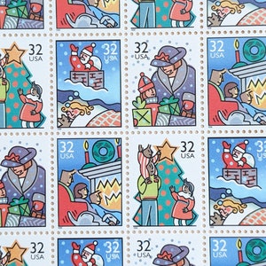 Arkusz 50 znaczków świątecznych, 1995 Nieużywane znaczki pocztowe świąteczne, znaczki 32 centowe, znaczki samoprzylepne